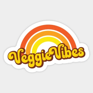 Veggie Vibes Retro Rainbow Orange Sticker